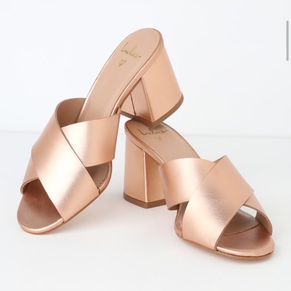 Lulu’s Rose Gold Slide Sandals Henri